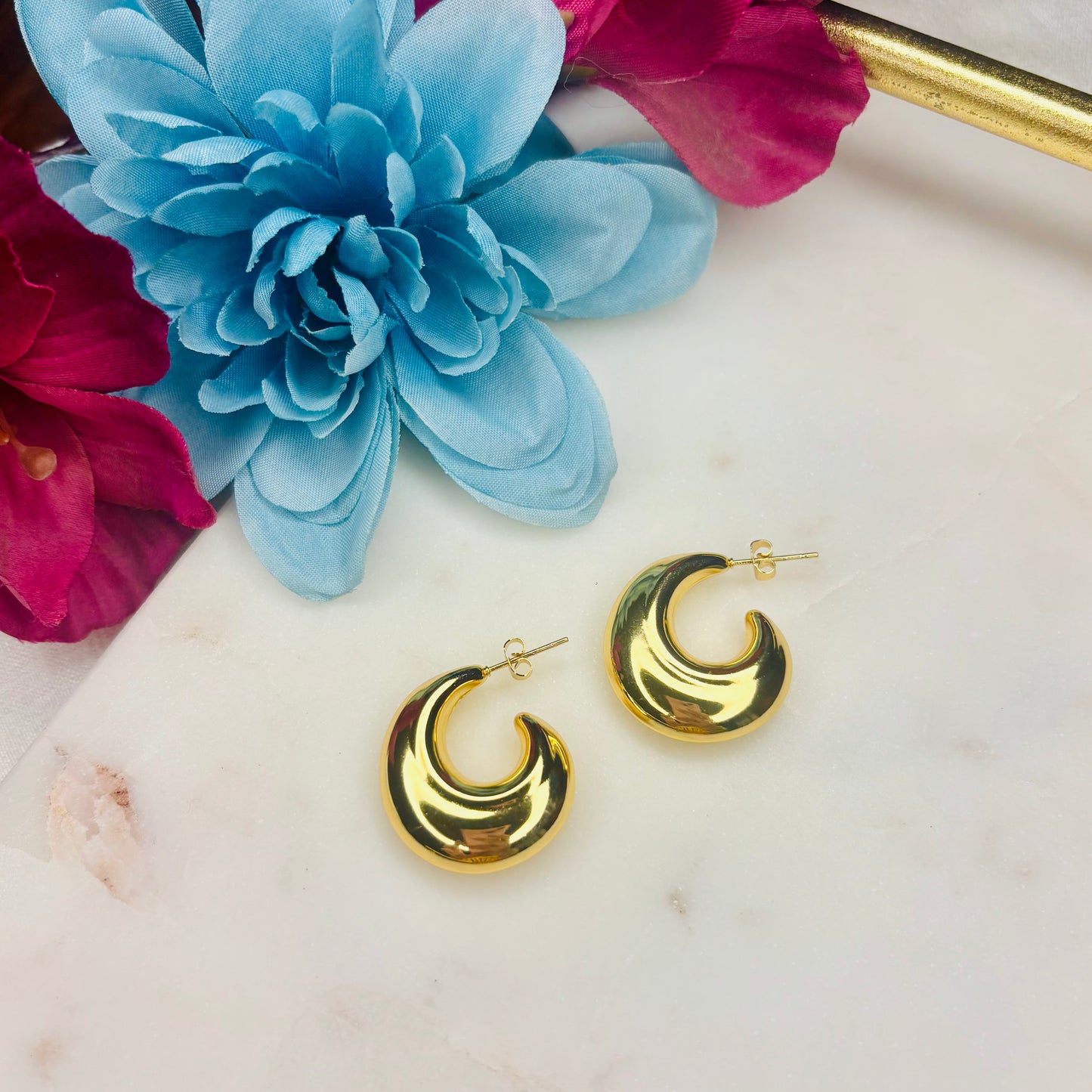 Golden Crescent Hoops