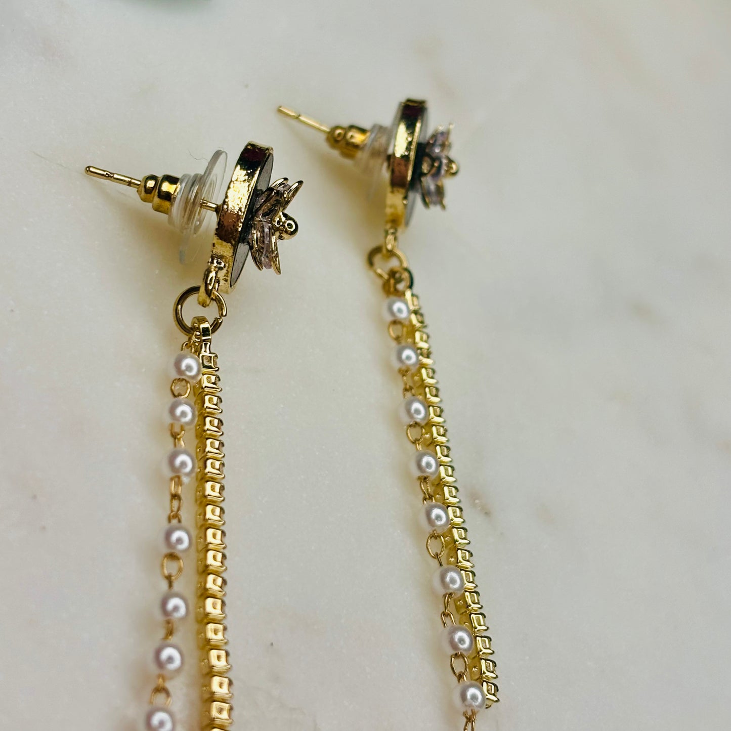 Midnight-Petal Dangle Earrings