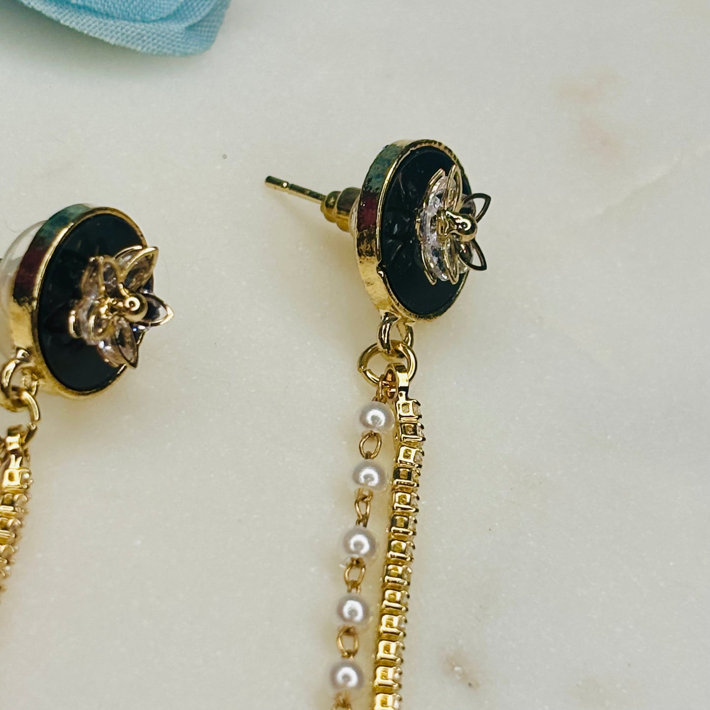 Midnight-Petal Dangle Earrings