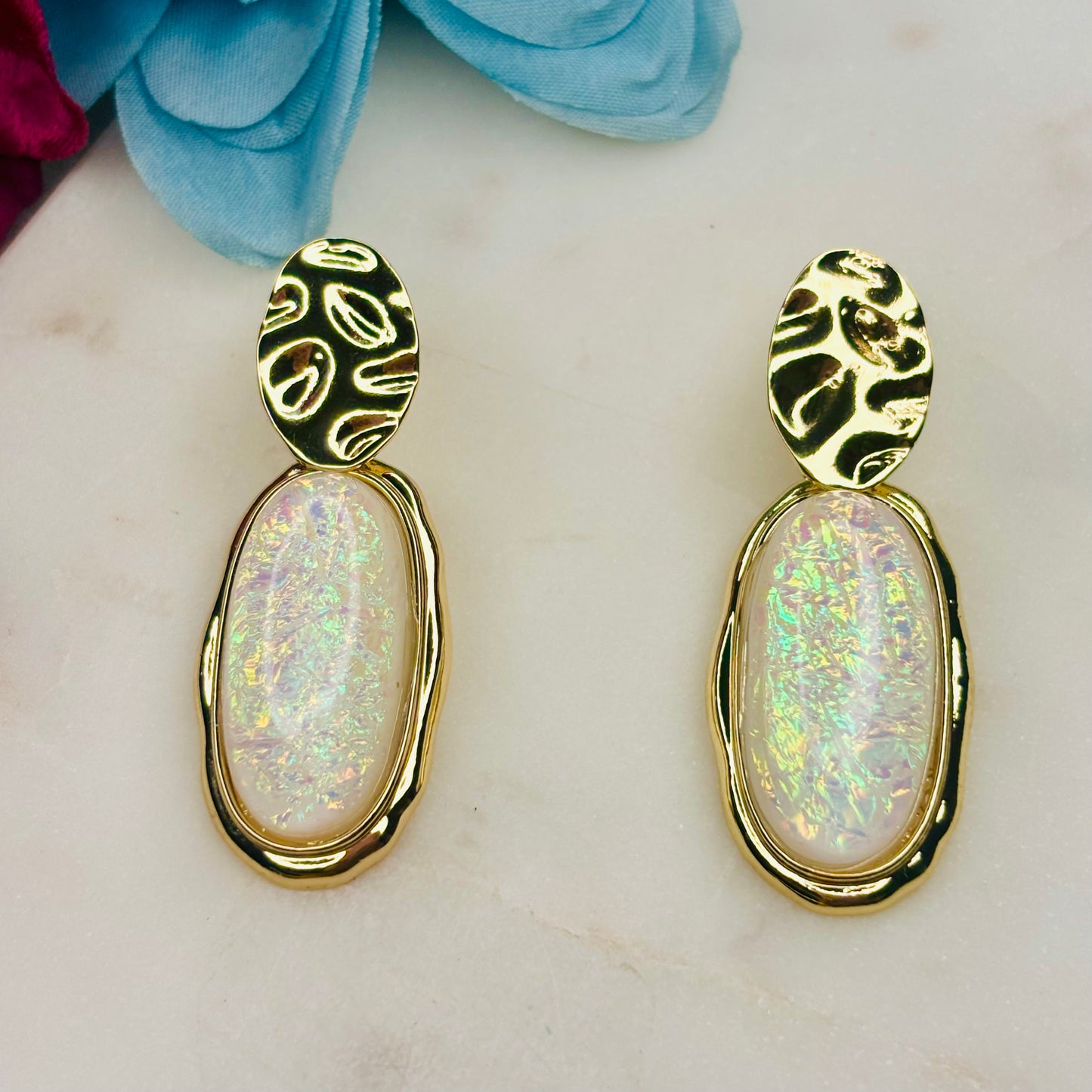 Pearl-White Crystal Danglers