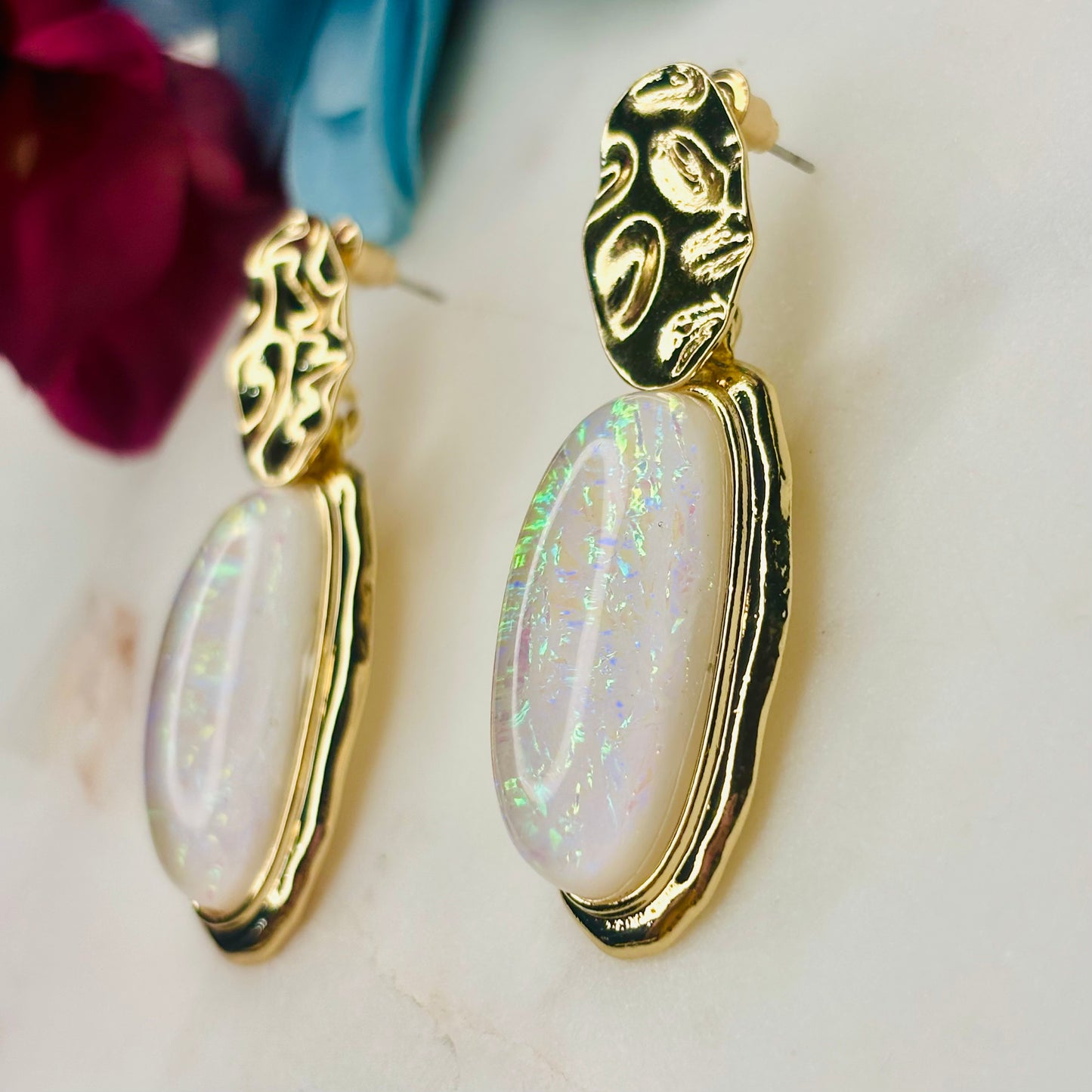 Pearl-White Crystal Danglers