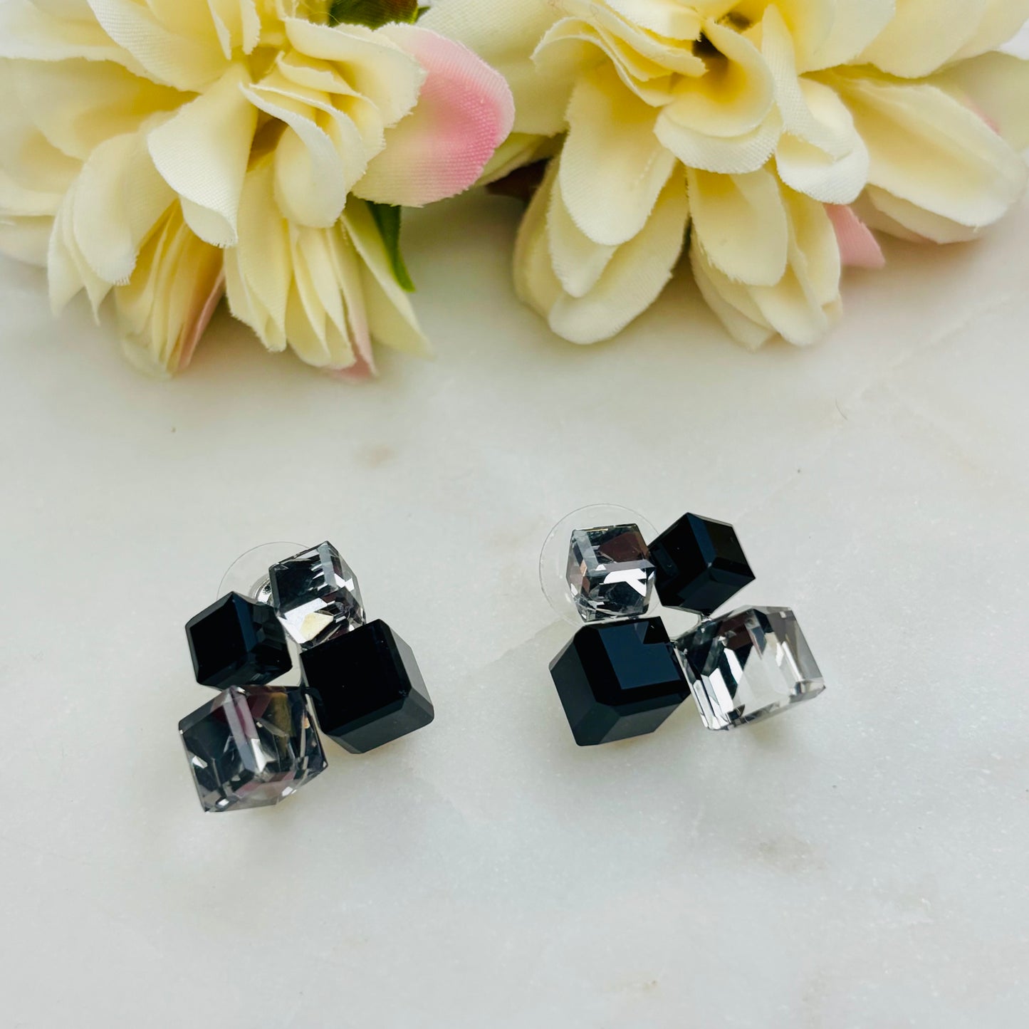 Midnight Cubic Crystal Studs