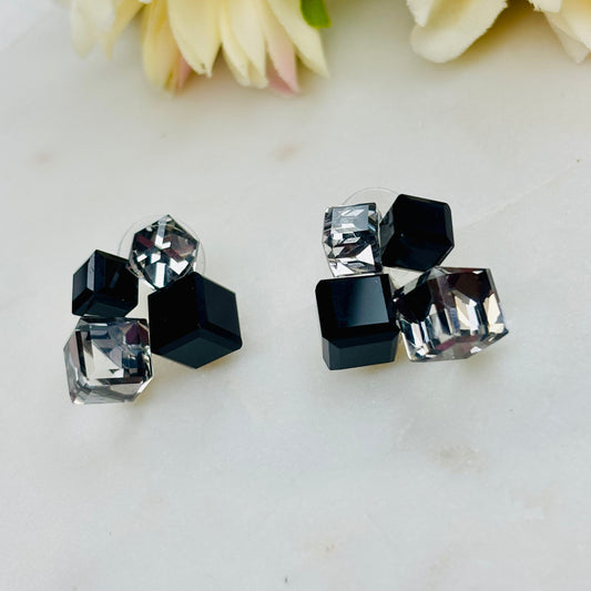 Midnight Cubic Crystal Studs