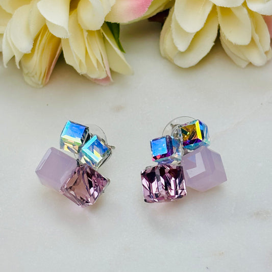 Blush Cubic Crystal Studs