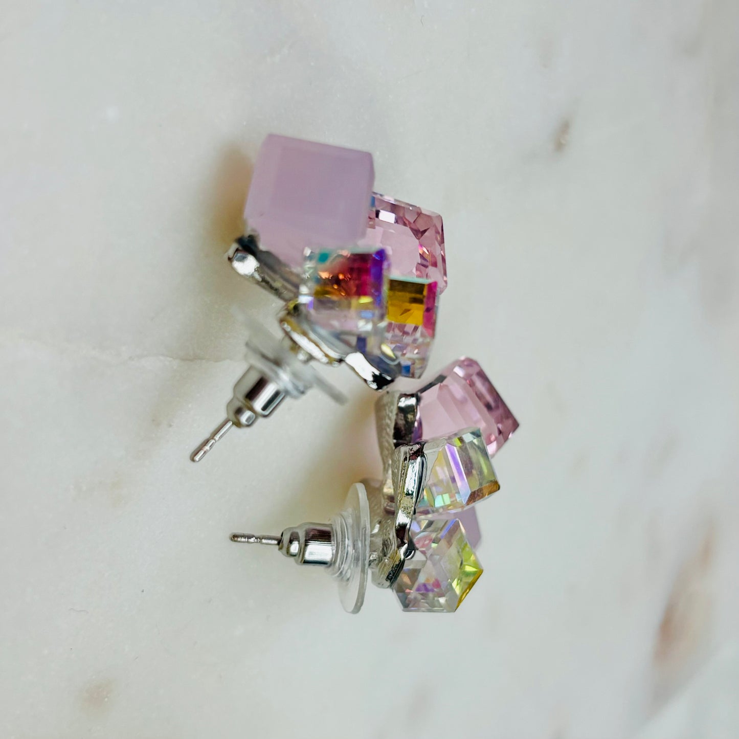 Blush Cubic Crystal Studs