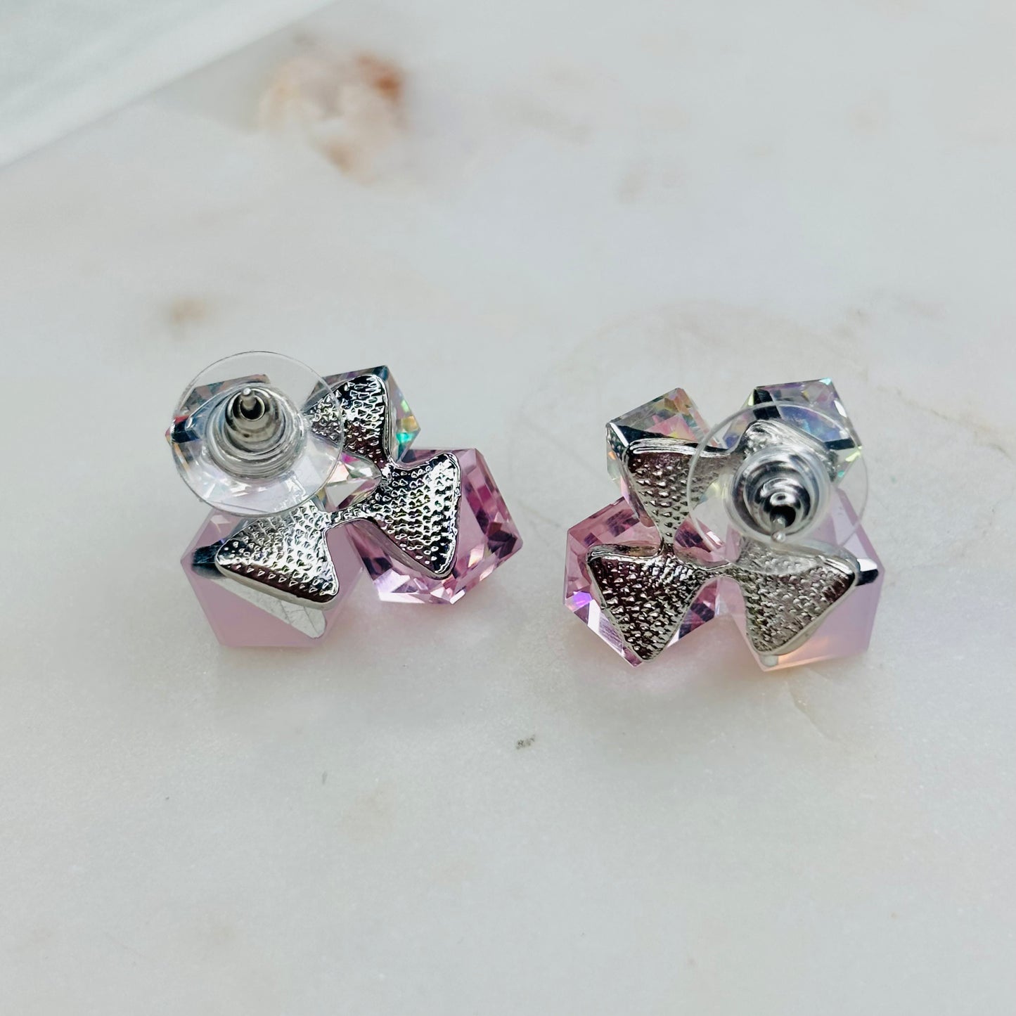 Blush Cubic Crystal Studs