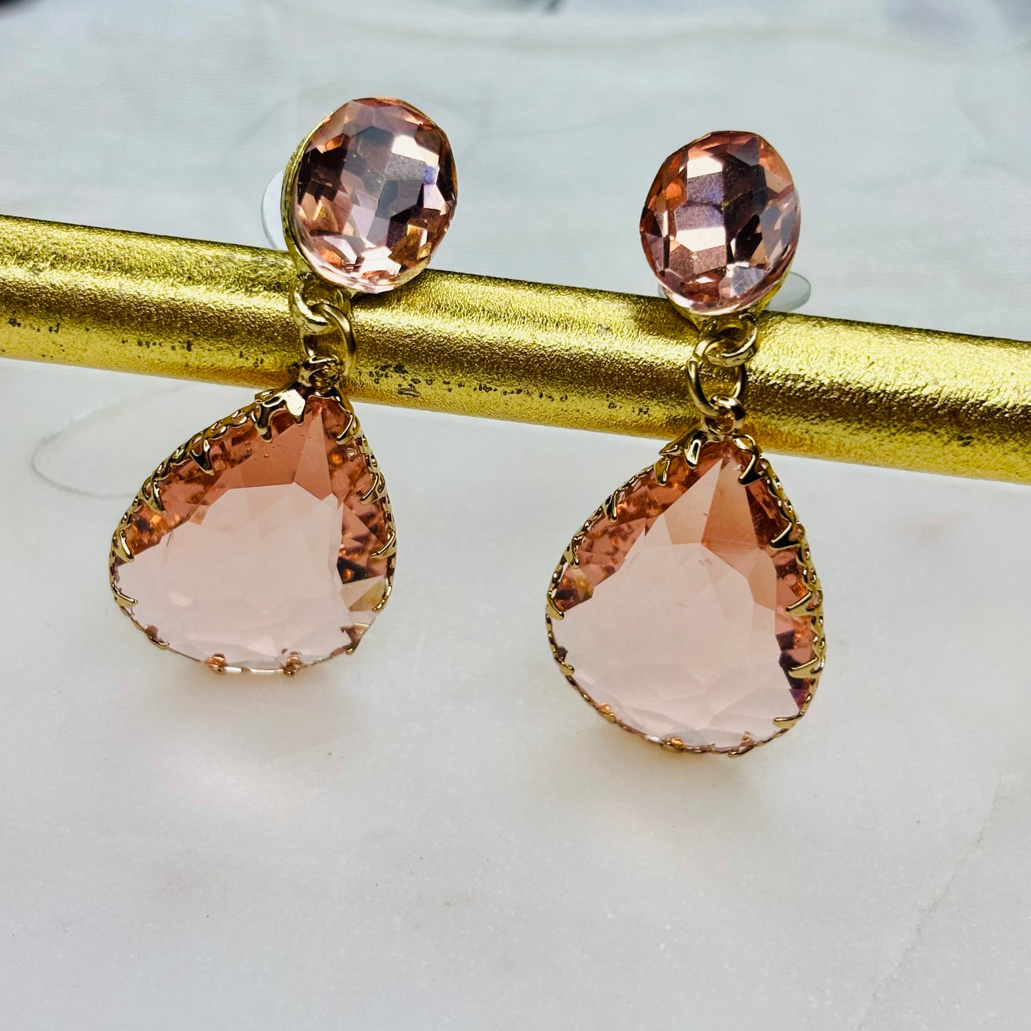 Peach Glow Teardrop Danglers