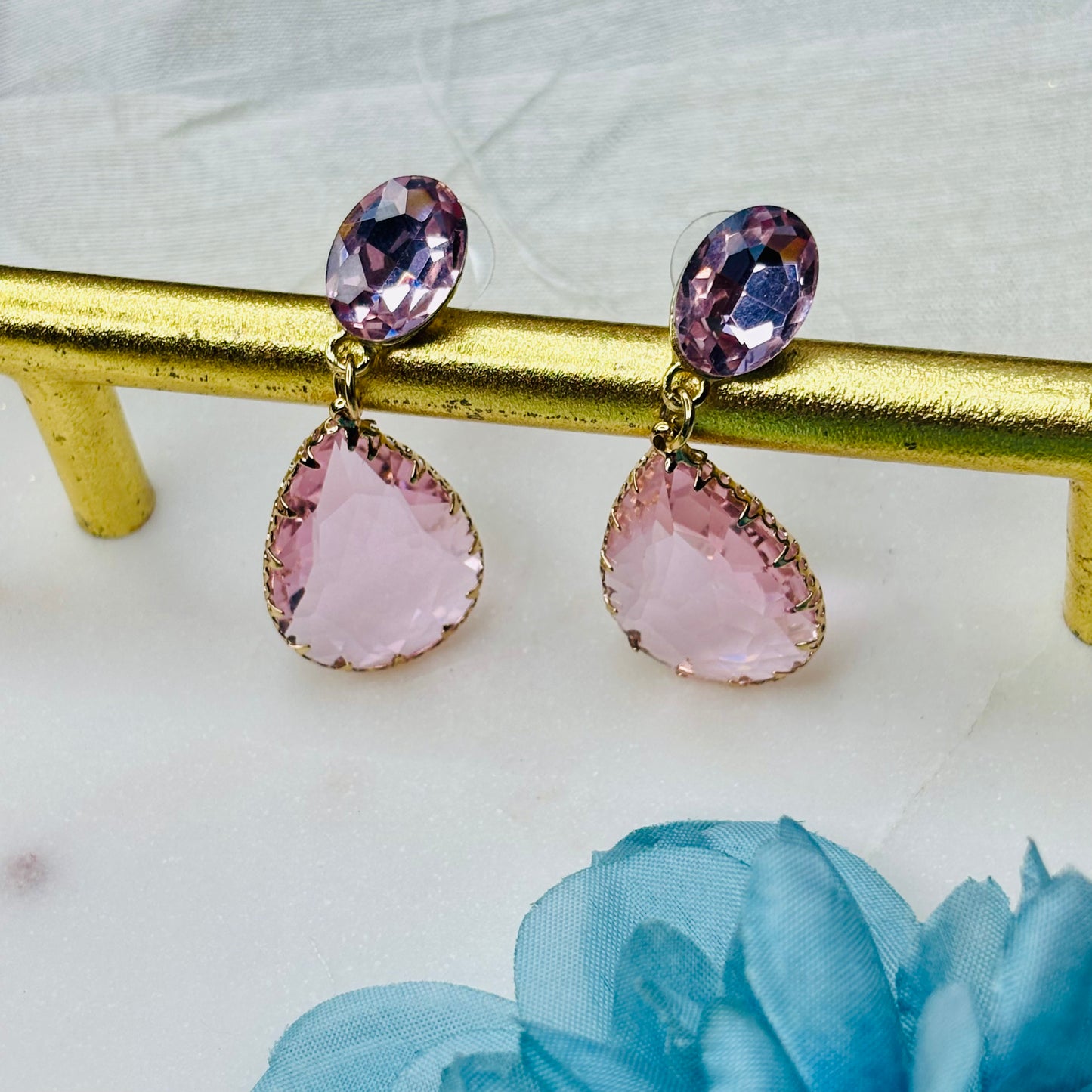 Rose Teardrop Crystal Earrings