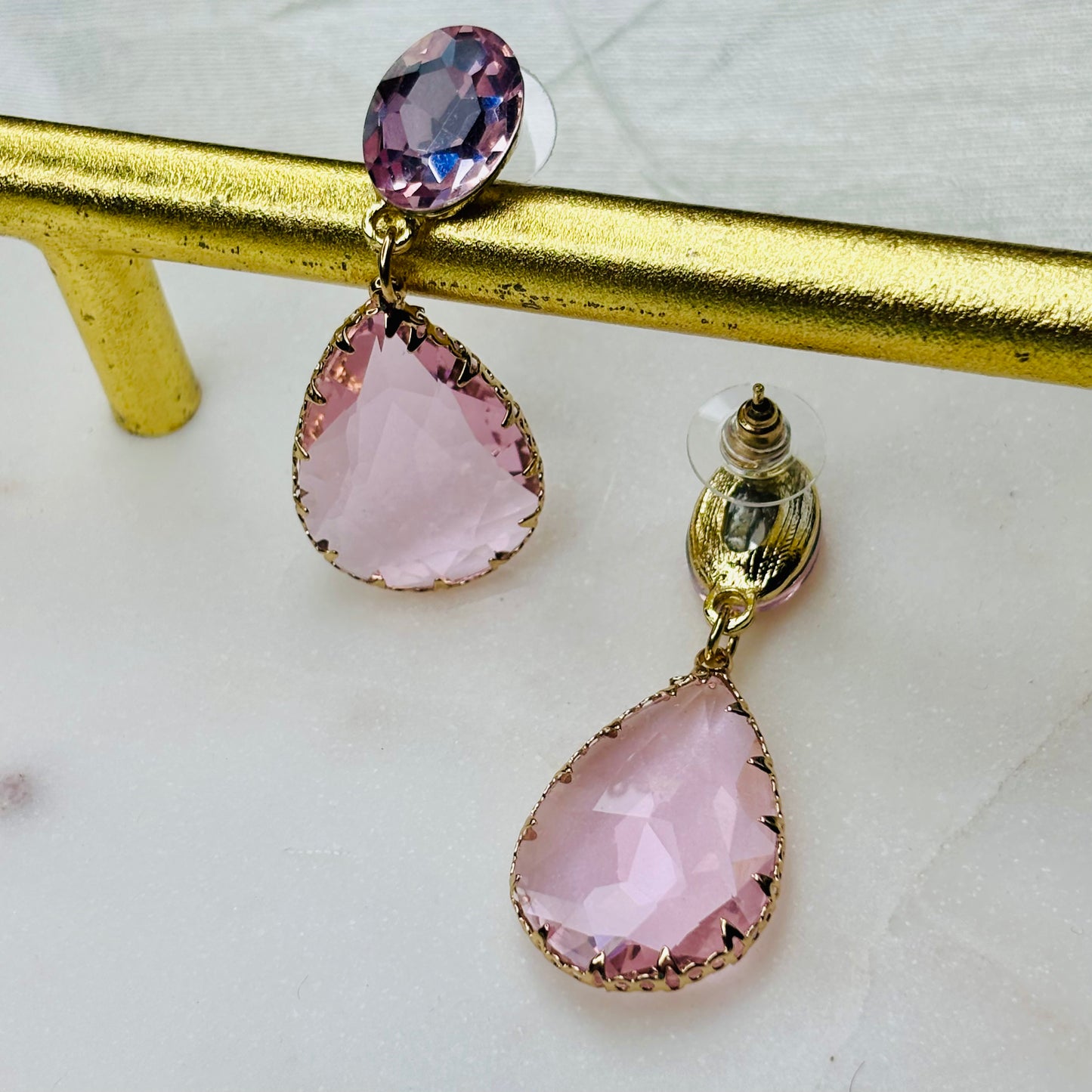 Rose Teardrop Crystal Earrings