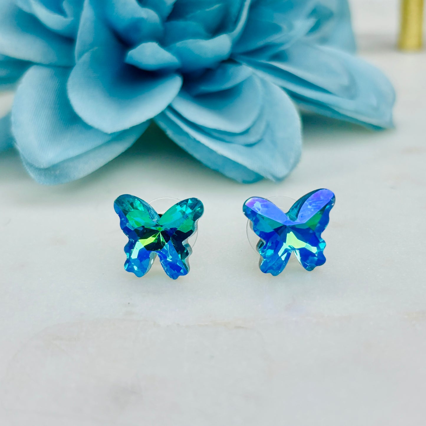 Ocean Crystal Butterfly Studs