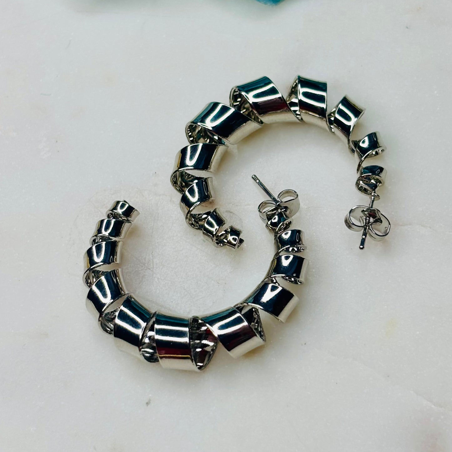 Silver Spiral Hoops