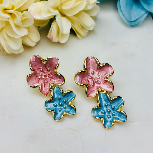 Blossom Pop Earrings- Pink & Blue