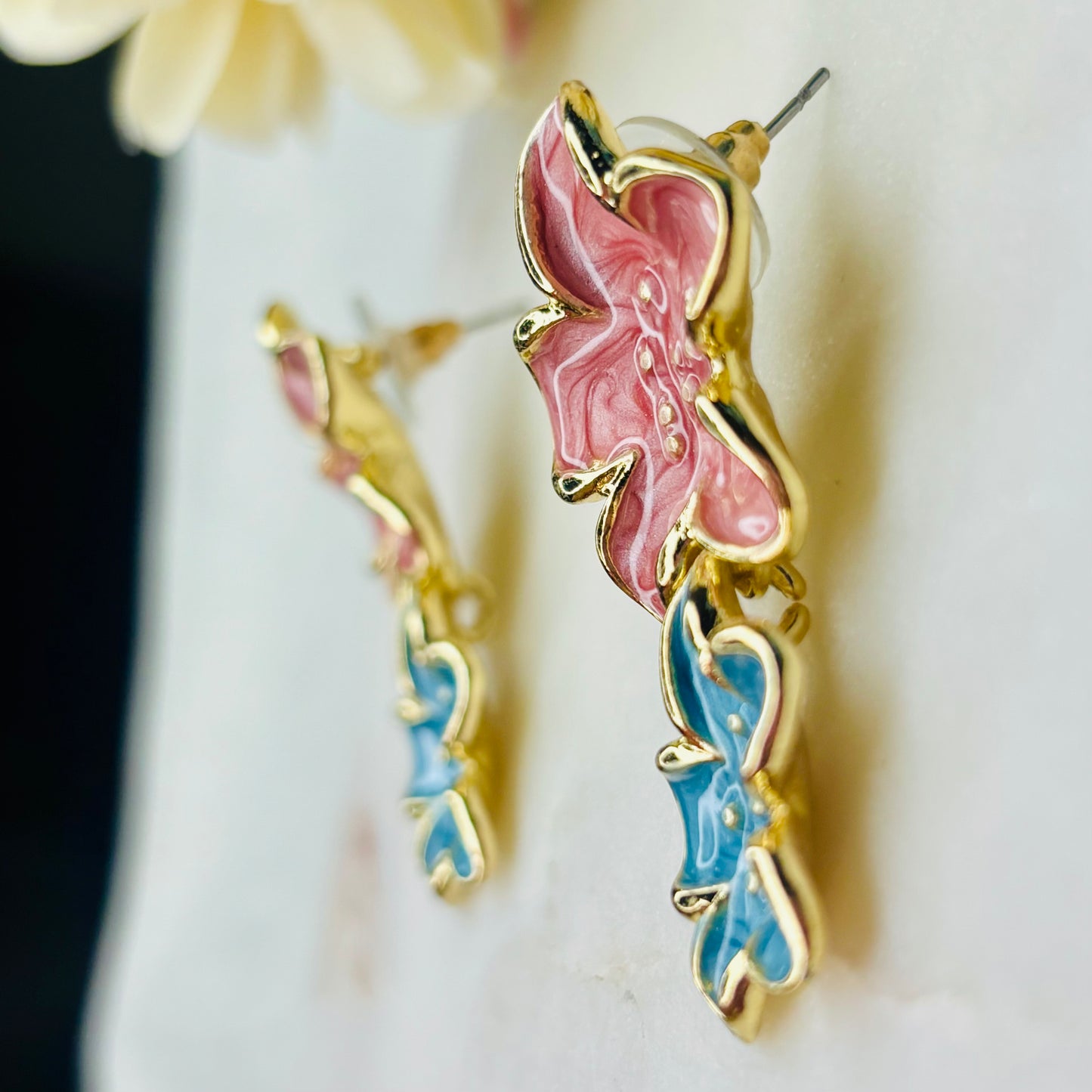 Blossom Pop Earrings- Pink & Blue