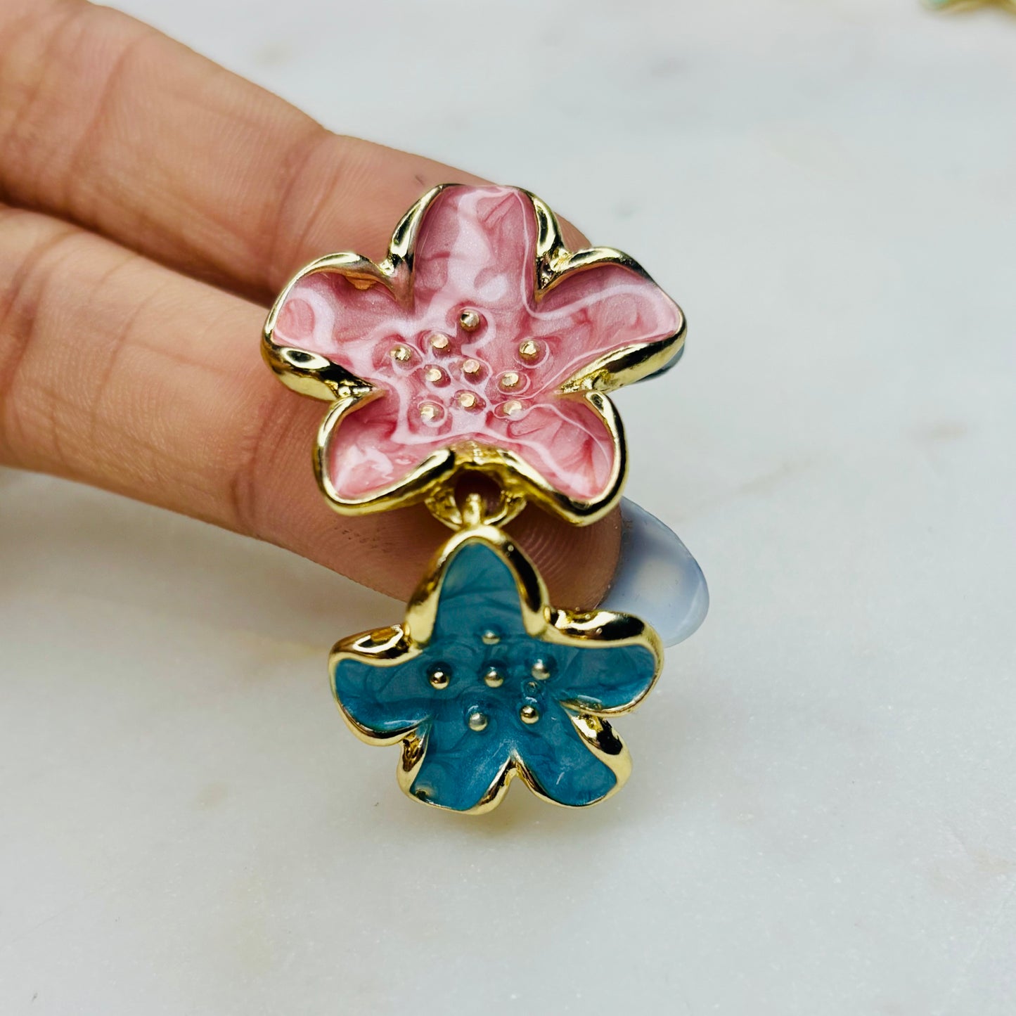 Blossom Pop Earrings- Pink & Blue
