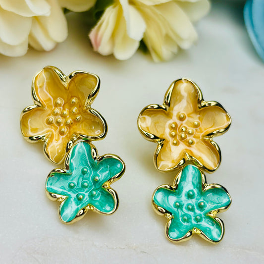 Blossom Pop Earrings- Yellow & Green