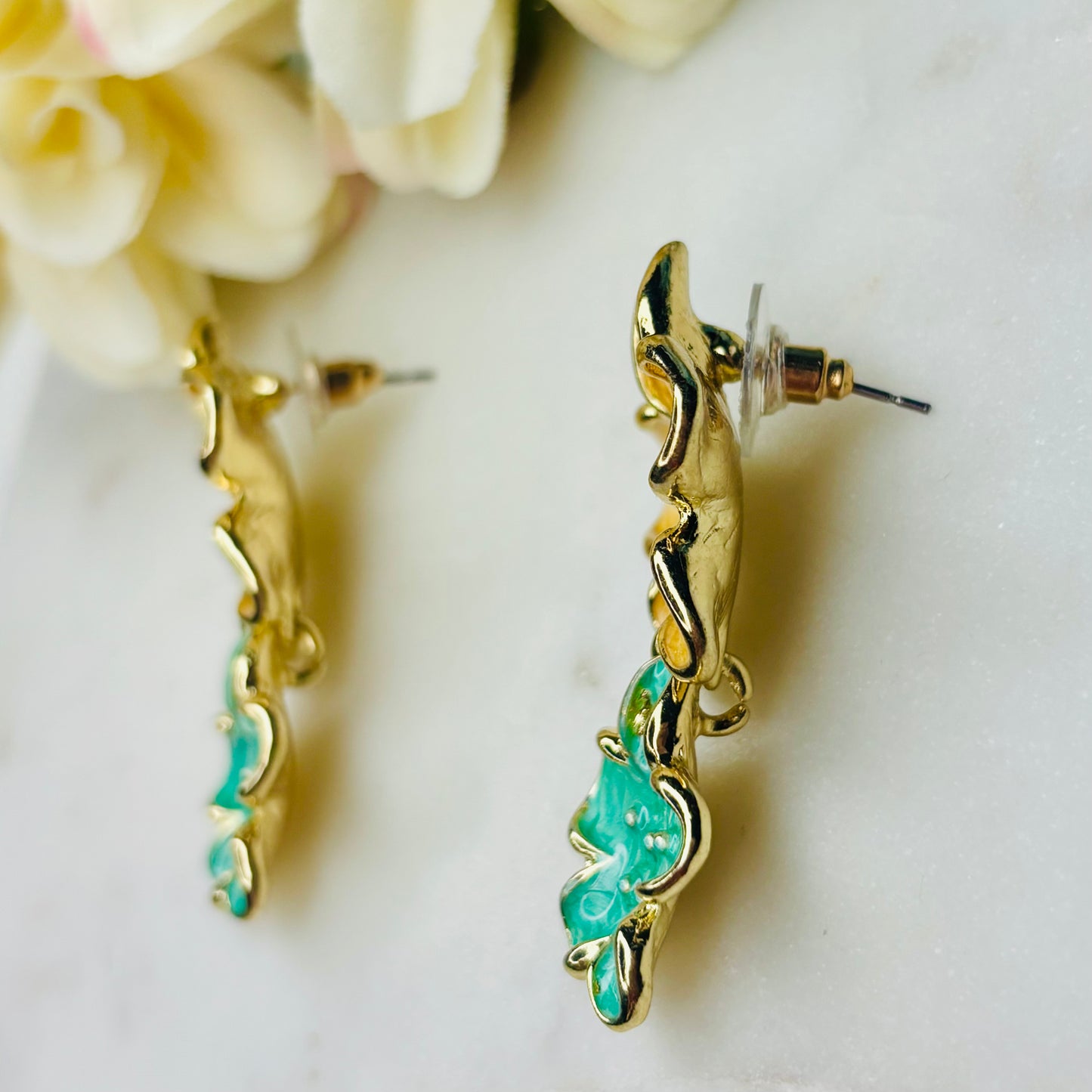 Blossom Pop Earrings- Yellow & Green