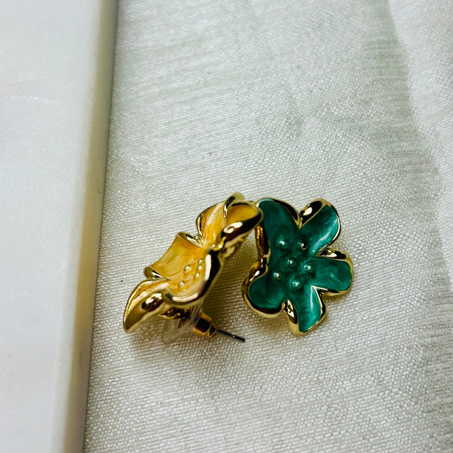 Blossom Pop Earrings- Yellow & Green