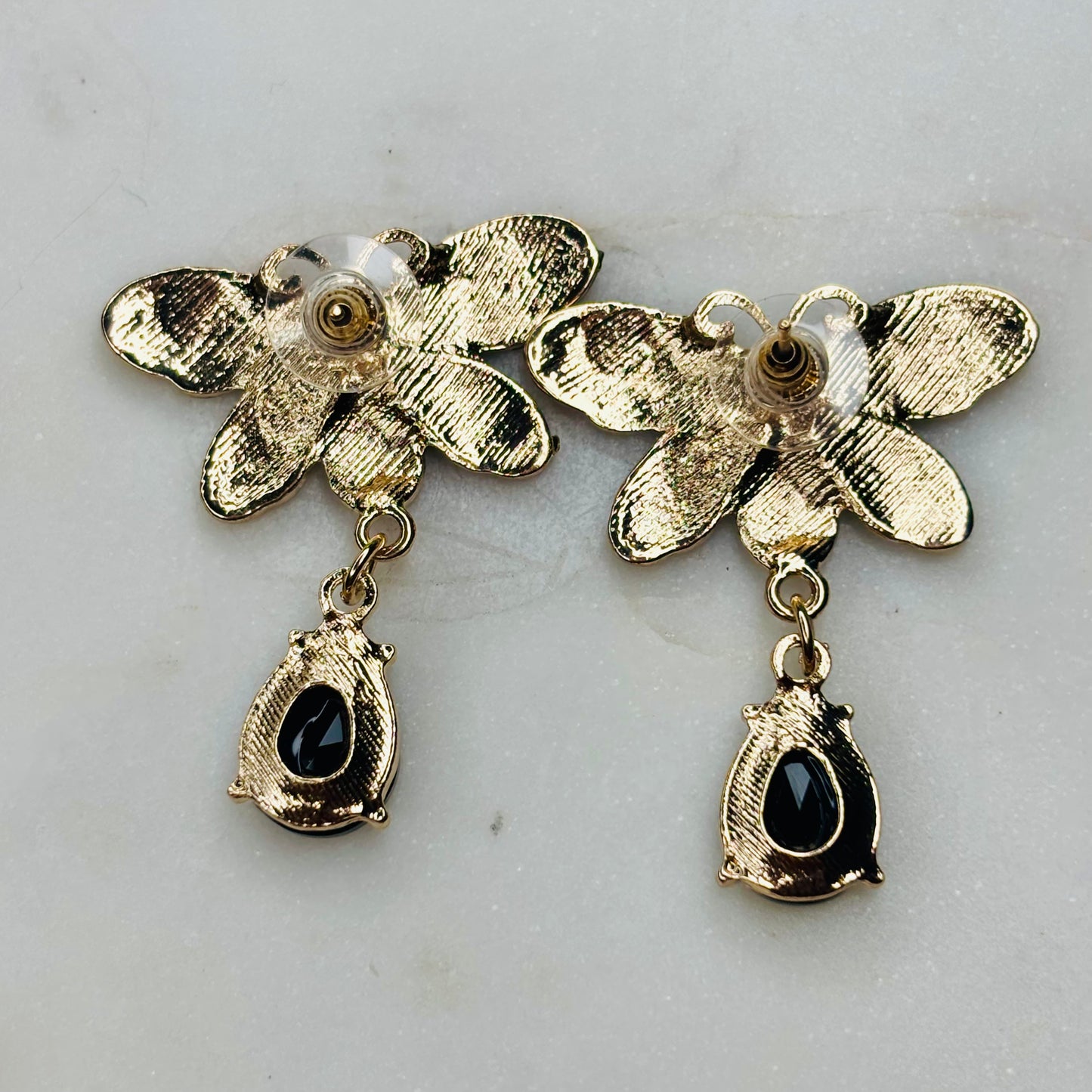 Midnight Black Butterfly Earrings