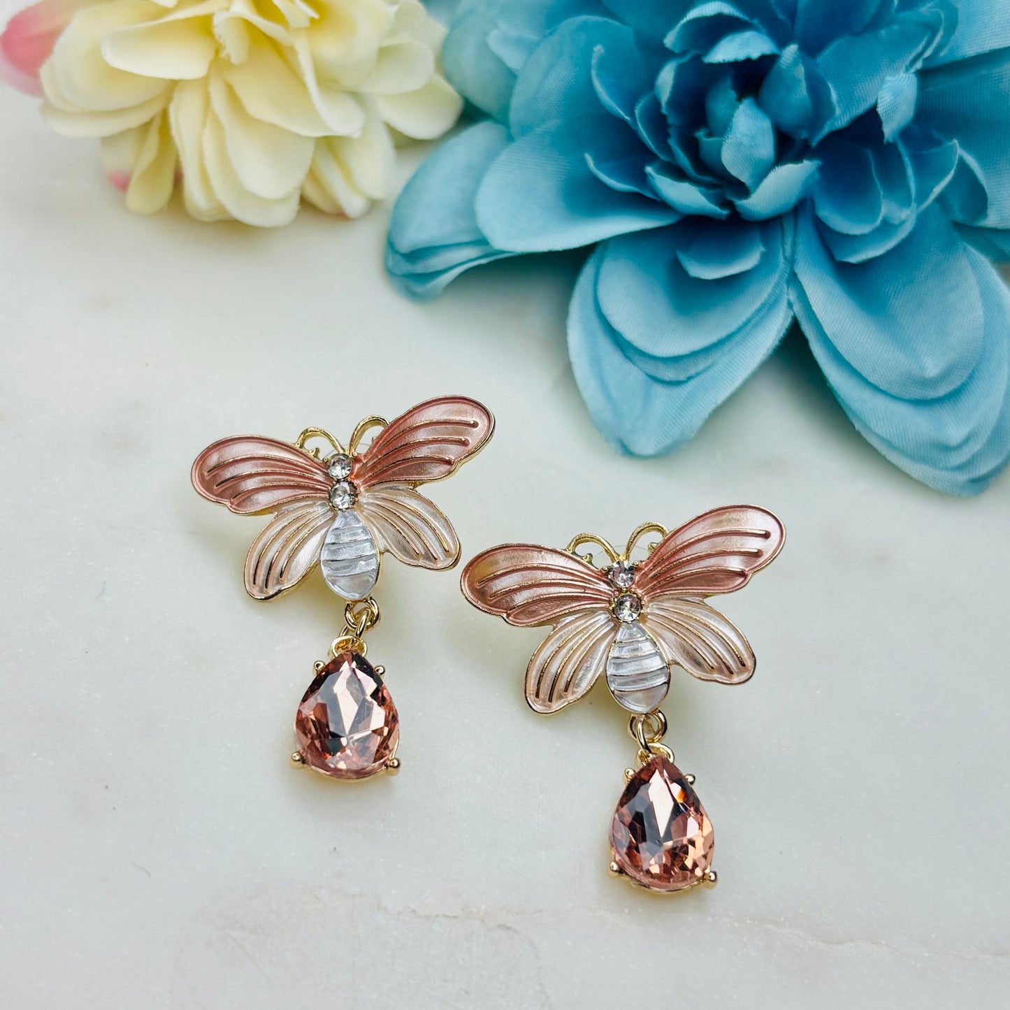 Peach Butterfly Earrings