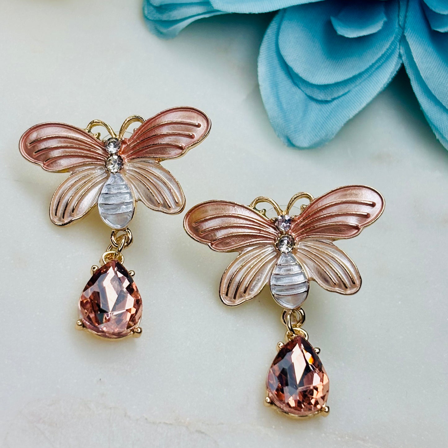 Peach Butterfly Earrings
