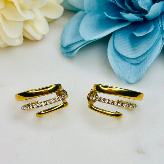 Tripple-Band Zircon Hoops