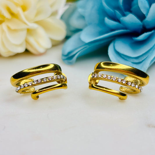 Tripple-Band Zircon Hoops