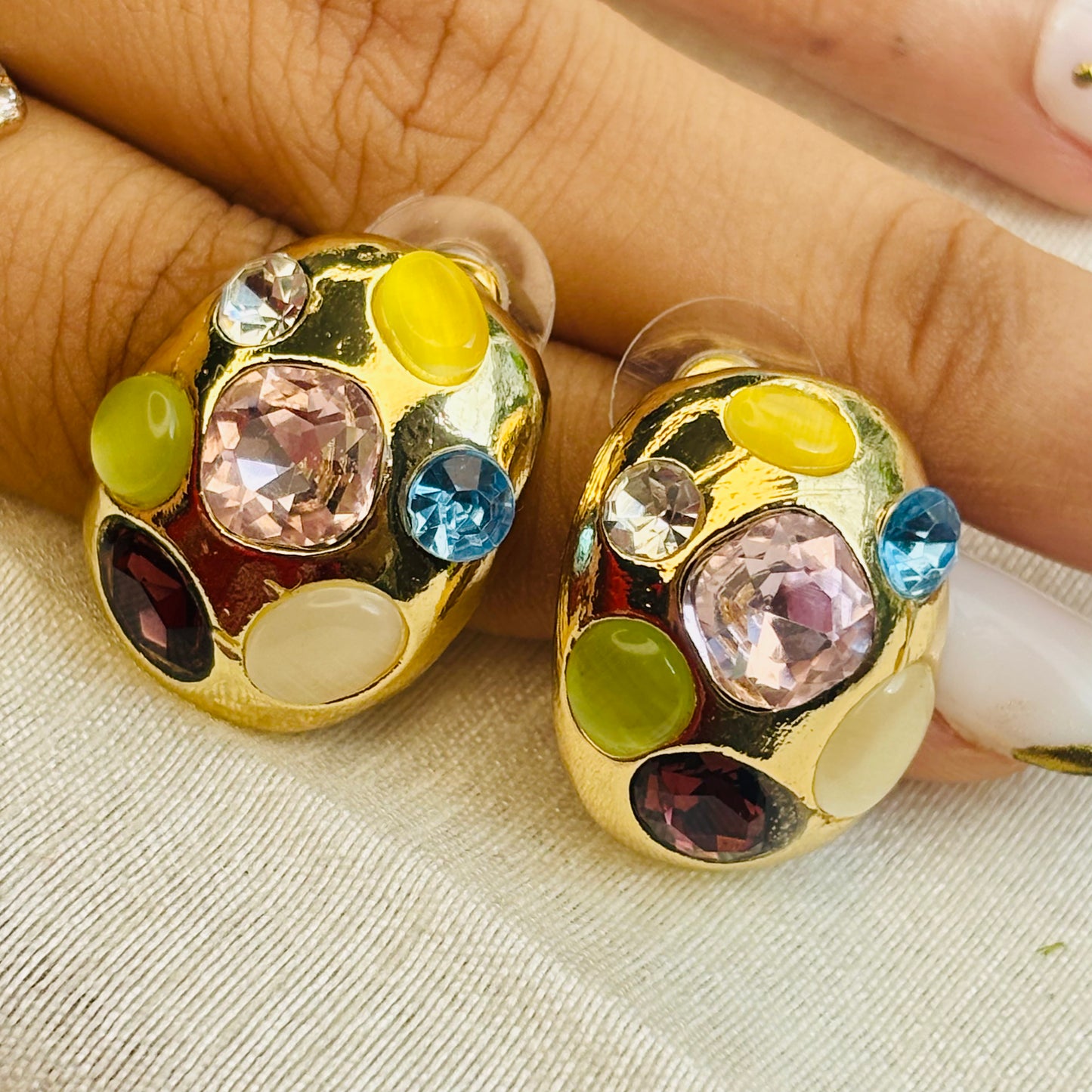 Multicolor Gemstone Dome Studs