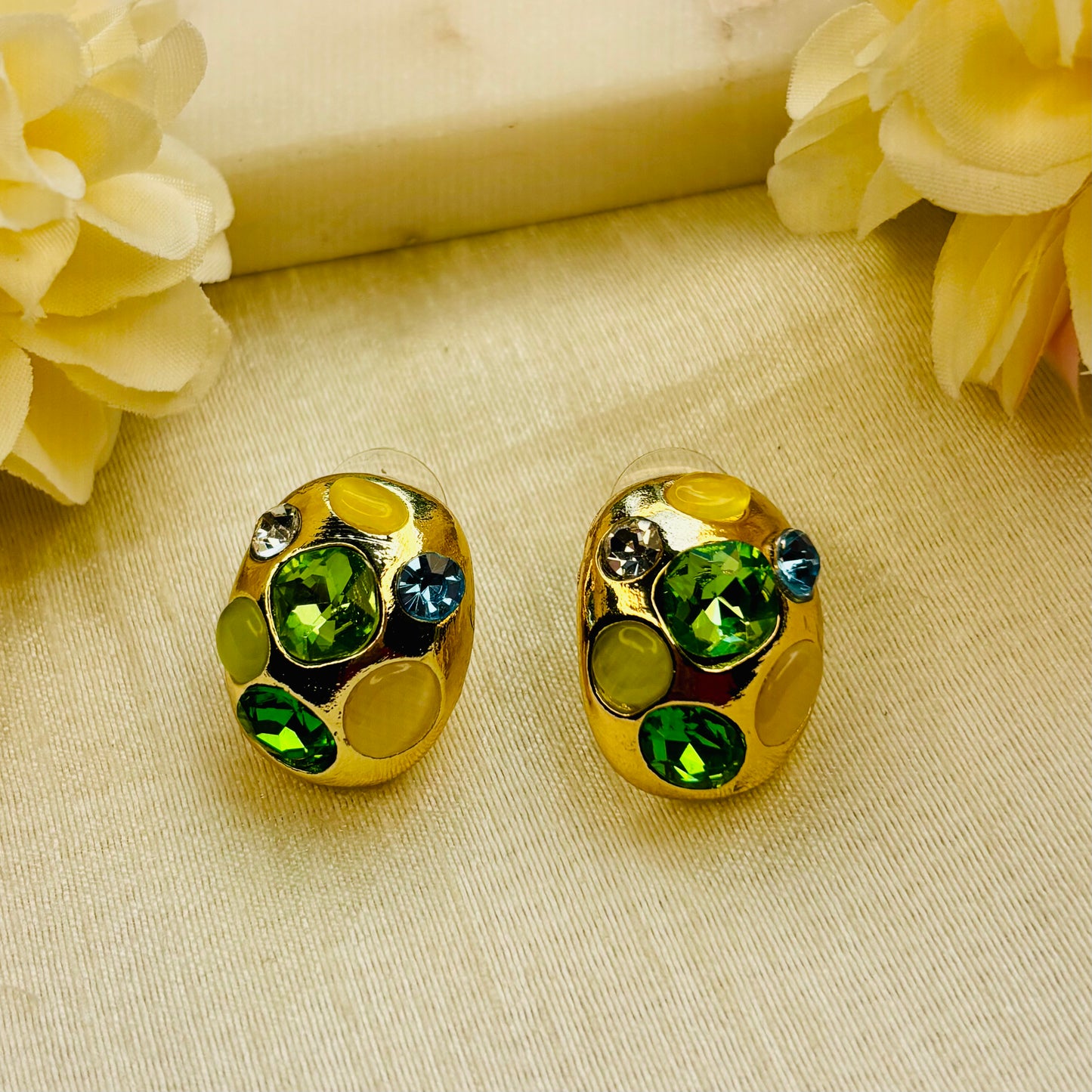 Green Gemstone Dome Studs