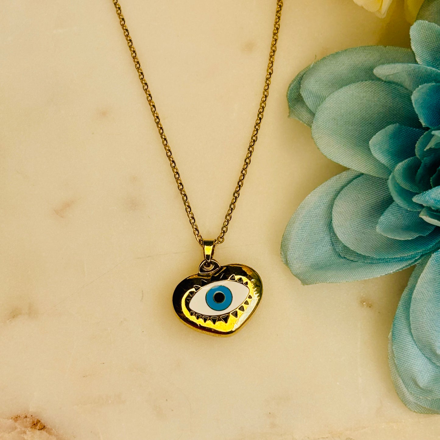 Evil-Eye Heart Necklace