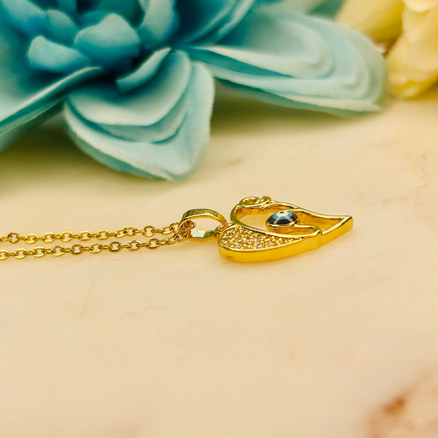 Evil-Eye Diamond Heart Necklace
