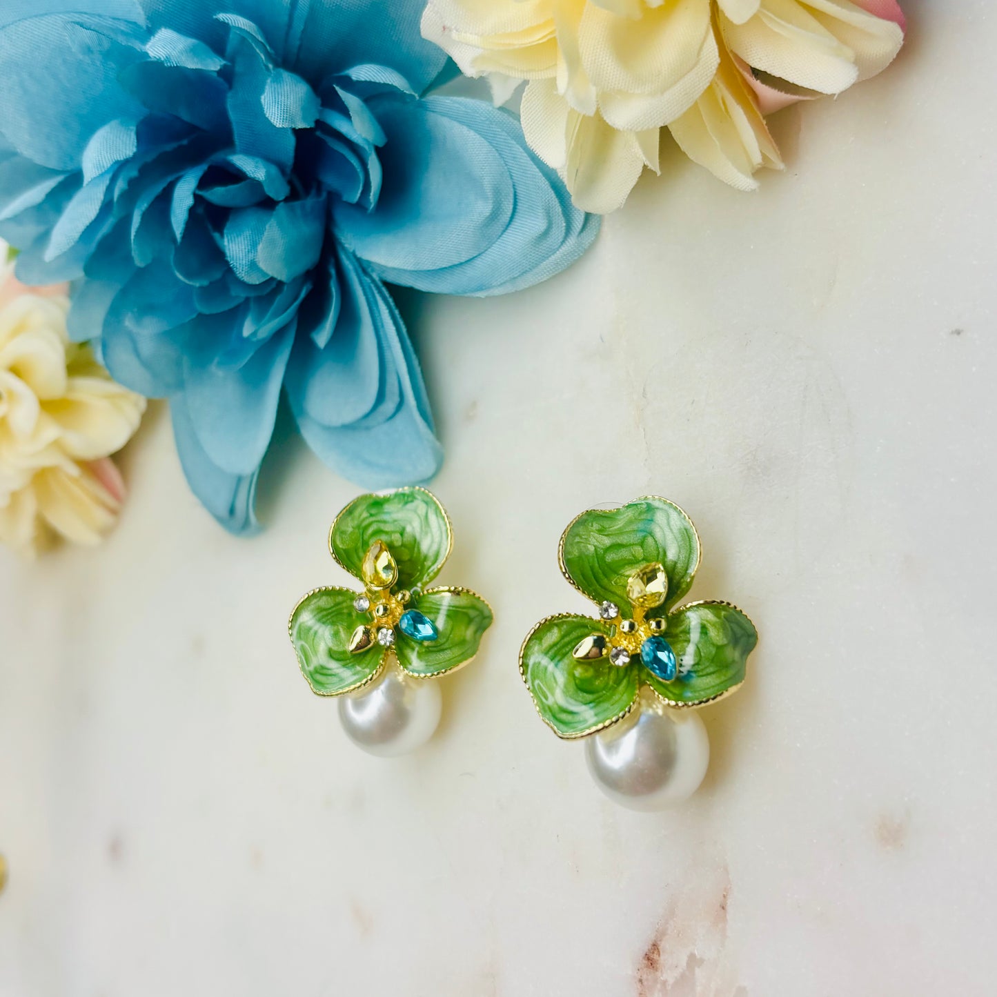 Emerald Petal Bud Studs