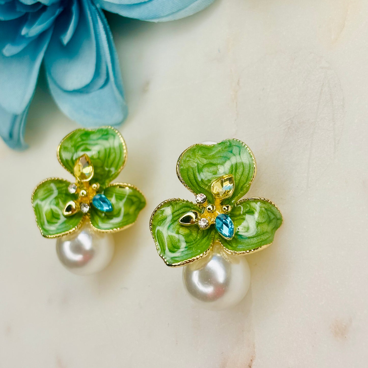 Emerald Petal Bud Studs