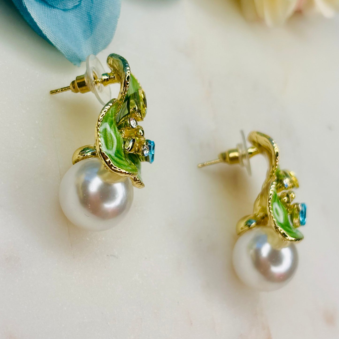 Emerald Petal Bud Studs
