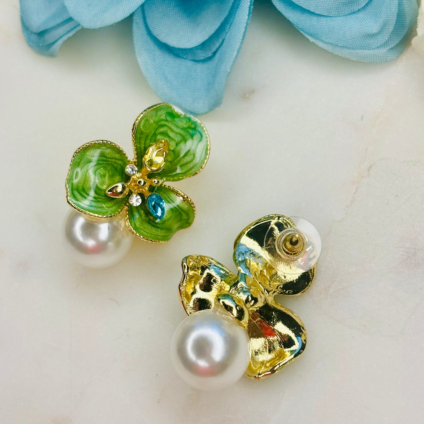 Emerald Petal Bud Studs