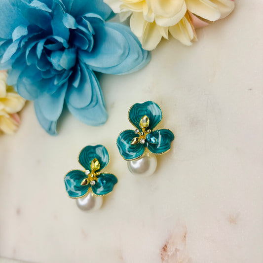Teal Petal Bud Studs