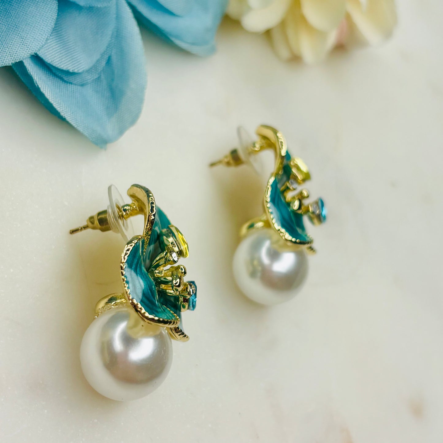 Teal Petal Bud Studs