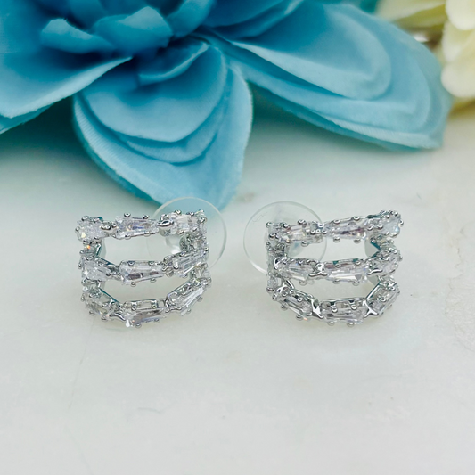 Crystal Cage Silver Studs