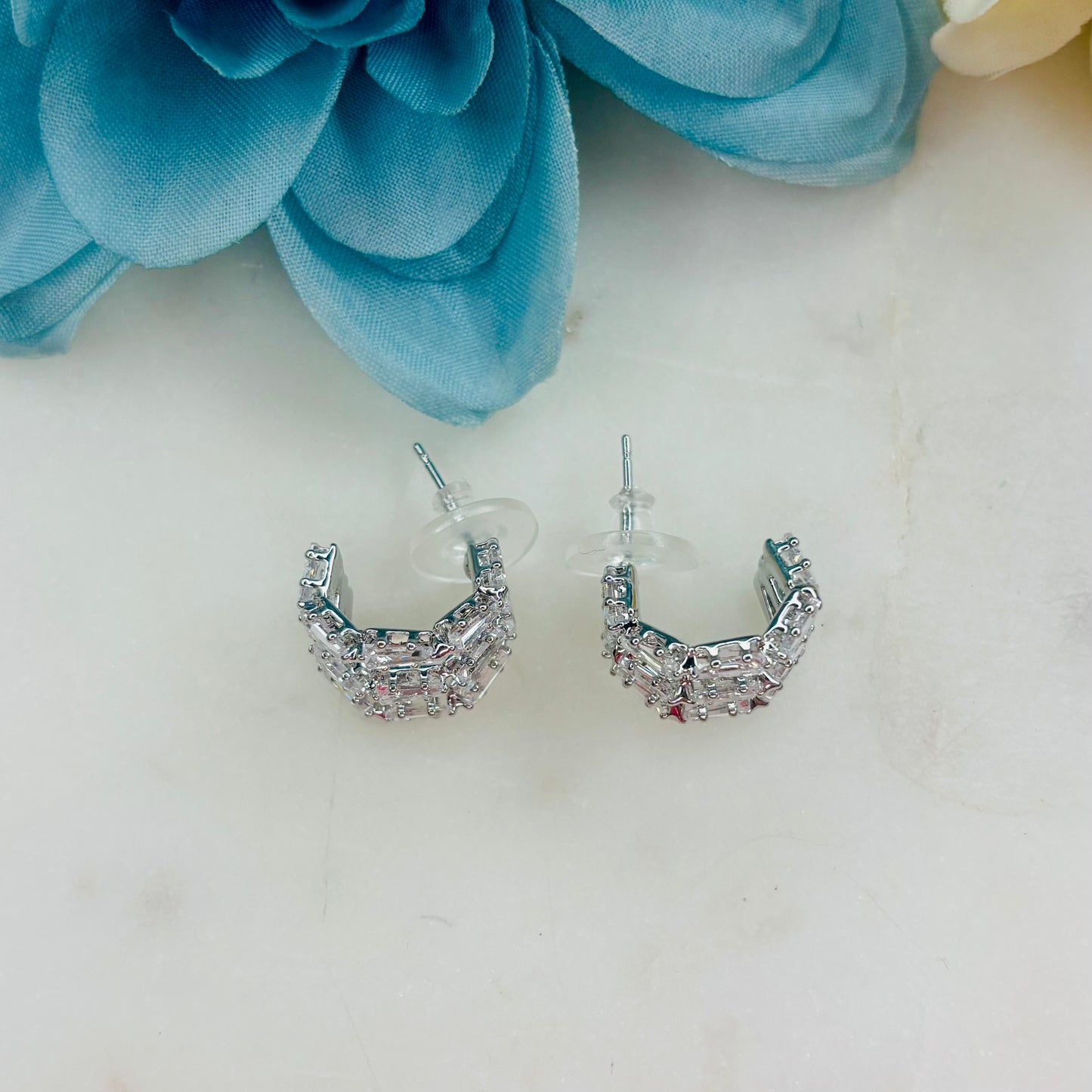 Crystal Cage Silver Studs