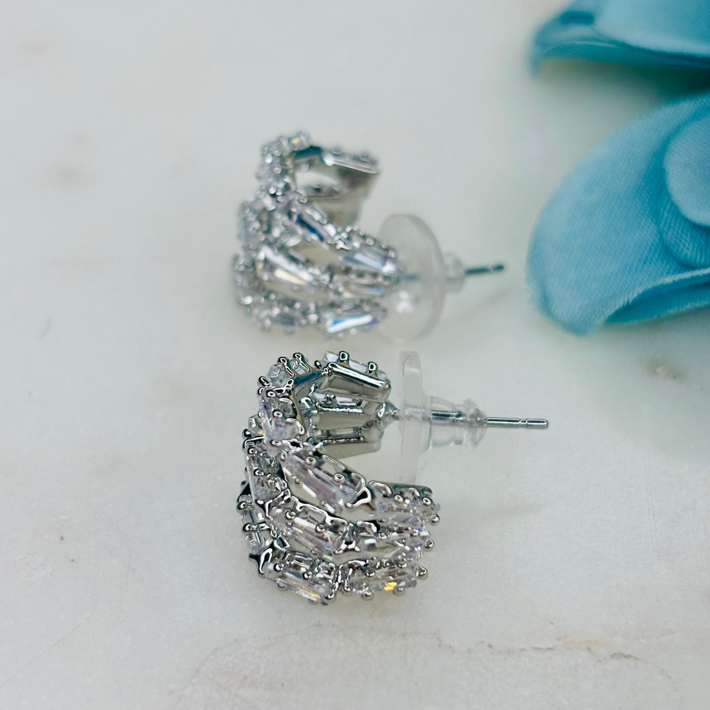 Crystal Cage Silver Studs