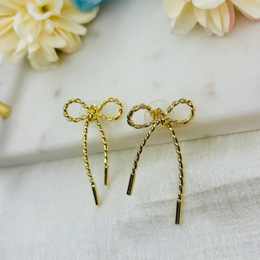 Twisted Bow Drop Earrings