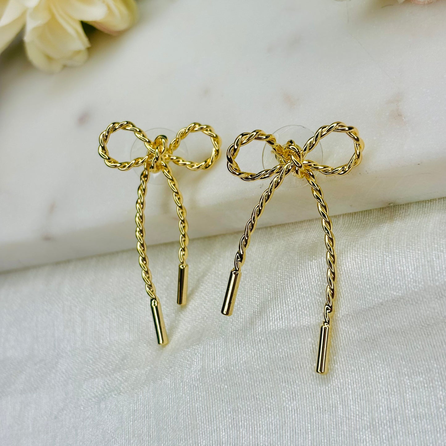 Twisted Bow Drop Earrings