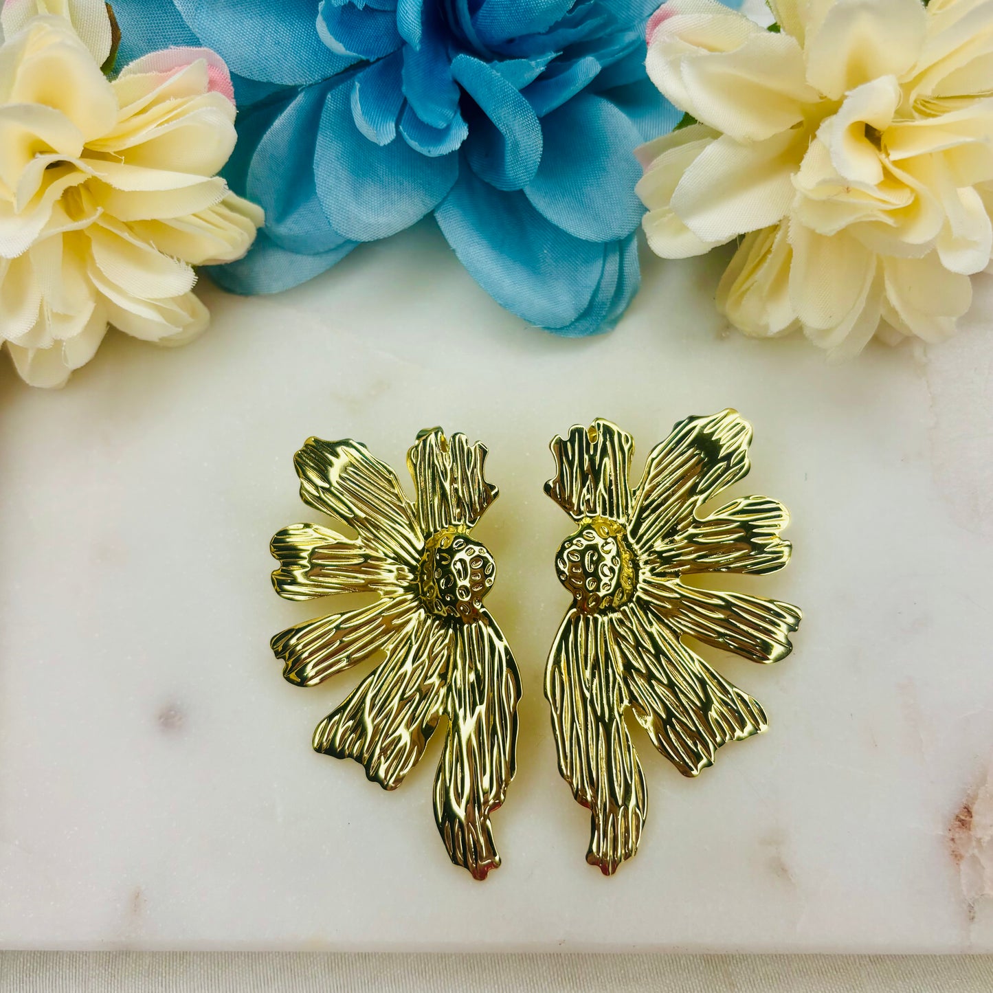Golden Bloom Statement Studs