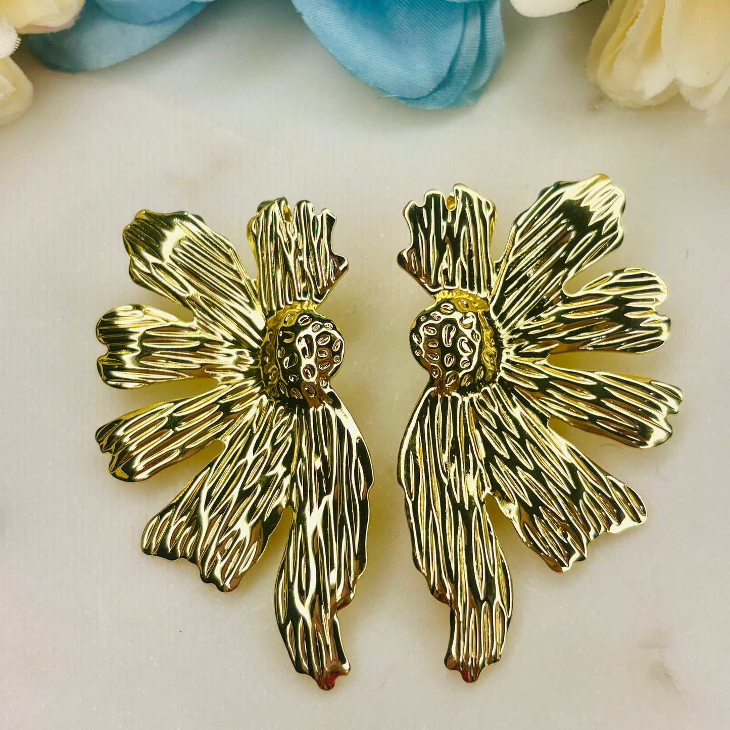 Golden Bloom Statement Studs