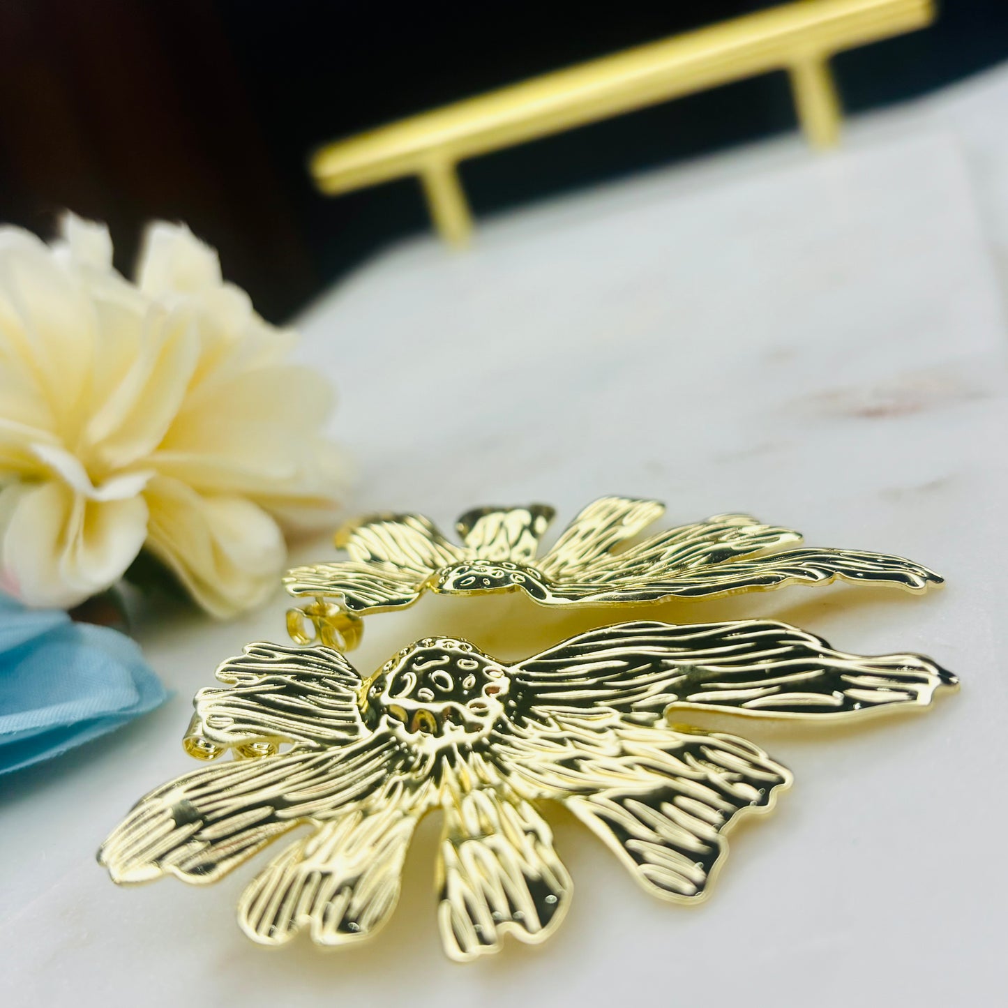 Golden Bloom Statement Studs