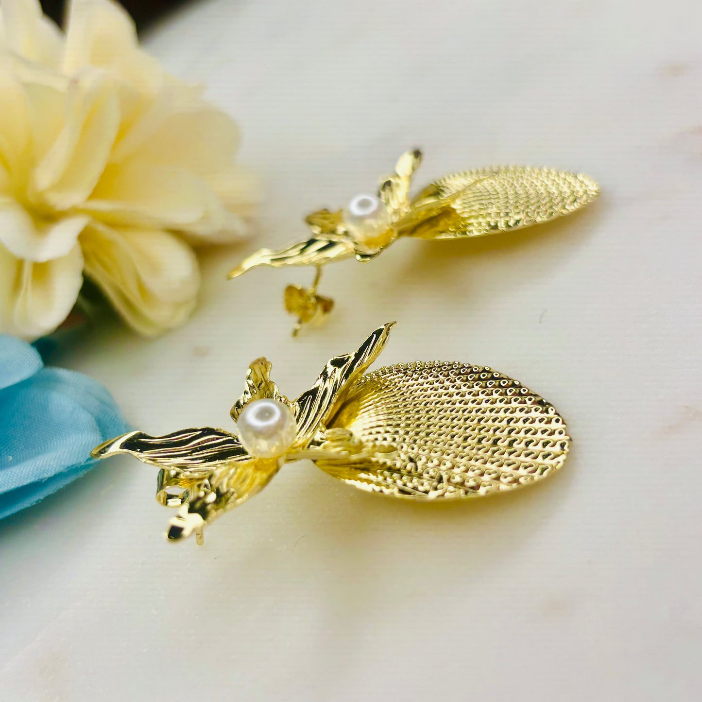 Seashell Pearl Star Earrings