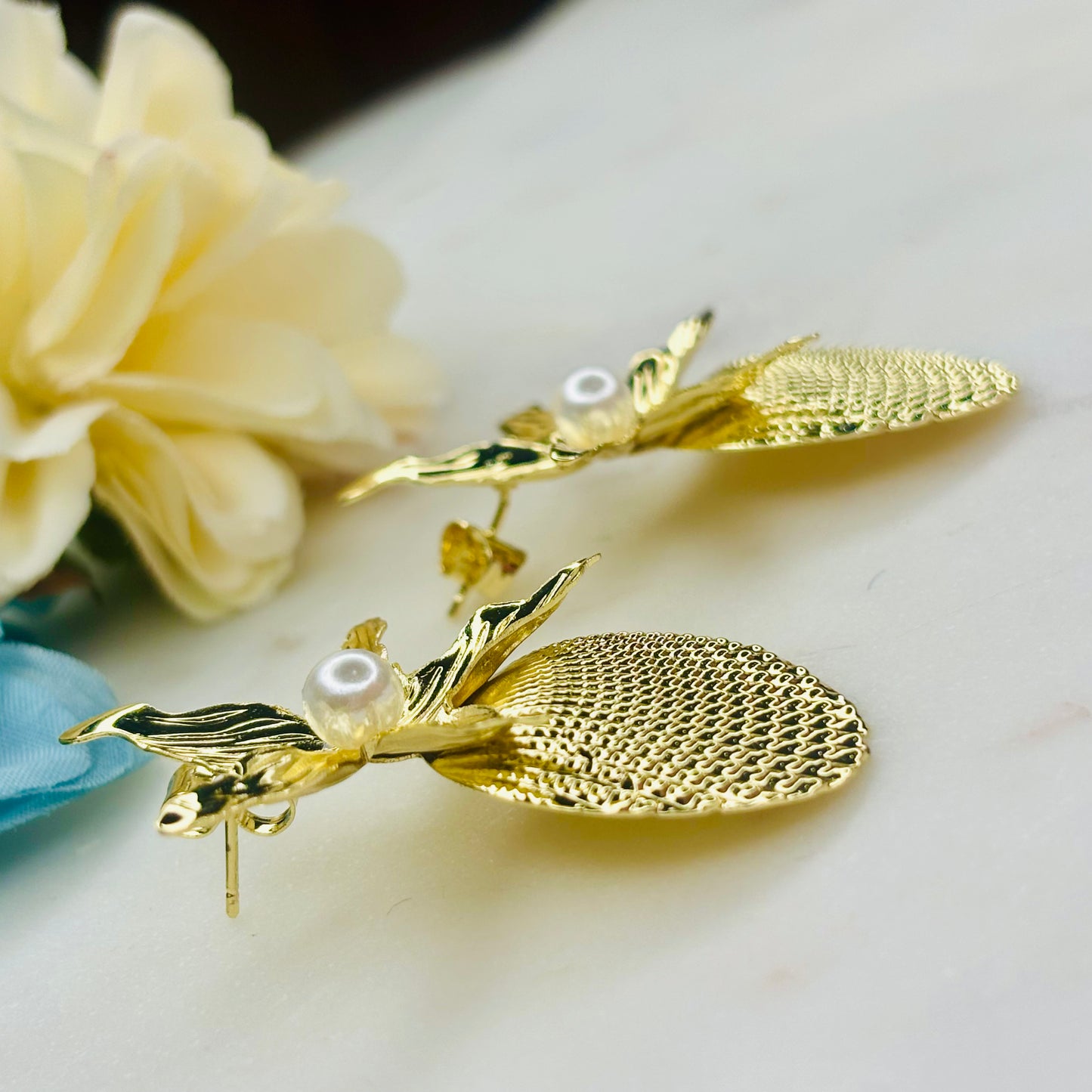 Seashell Pearl Star Earrings