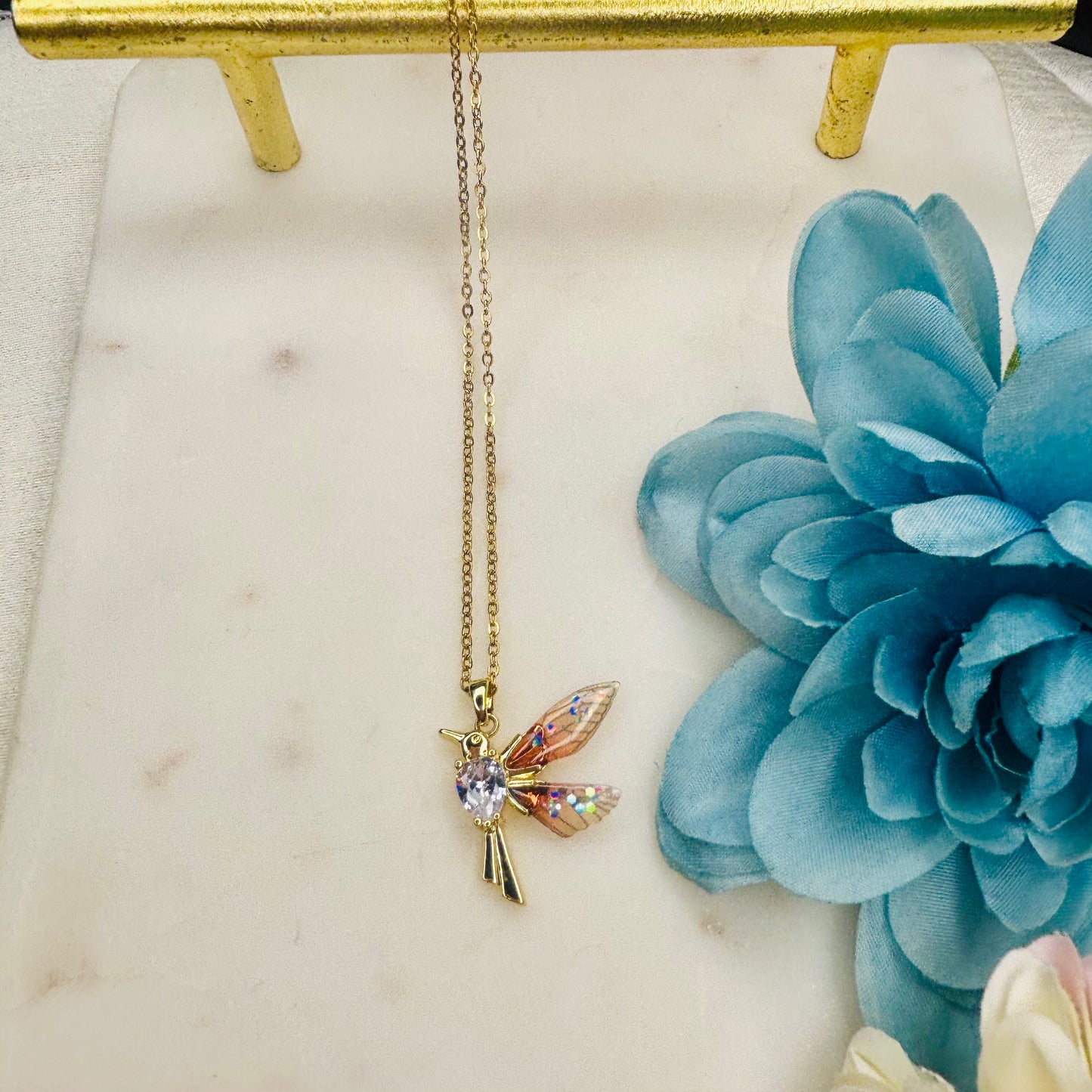 Golden Hummingbird Necklace