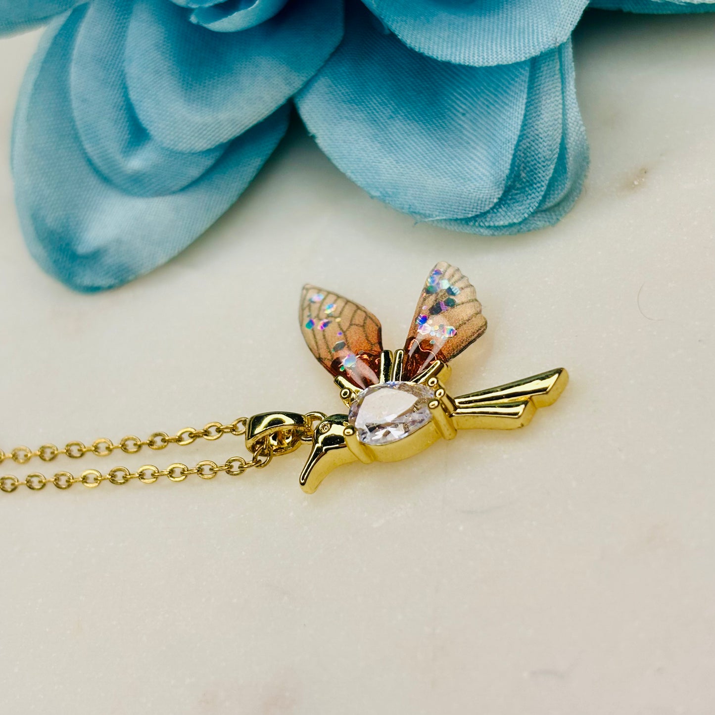 Golden Hummingbird Necklace