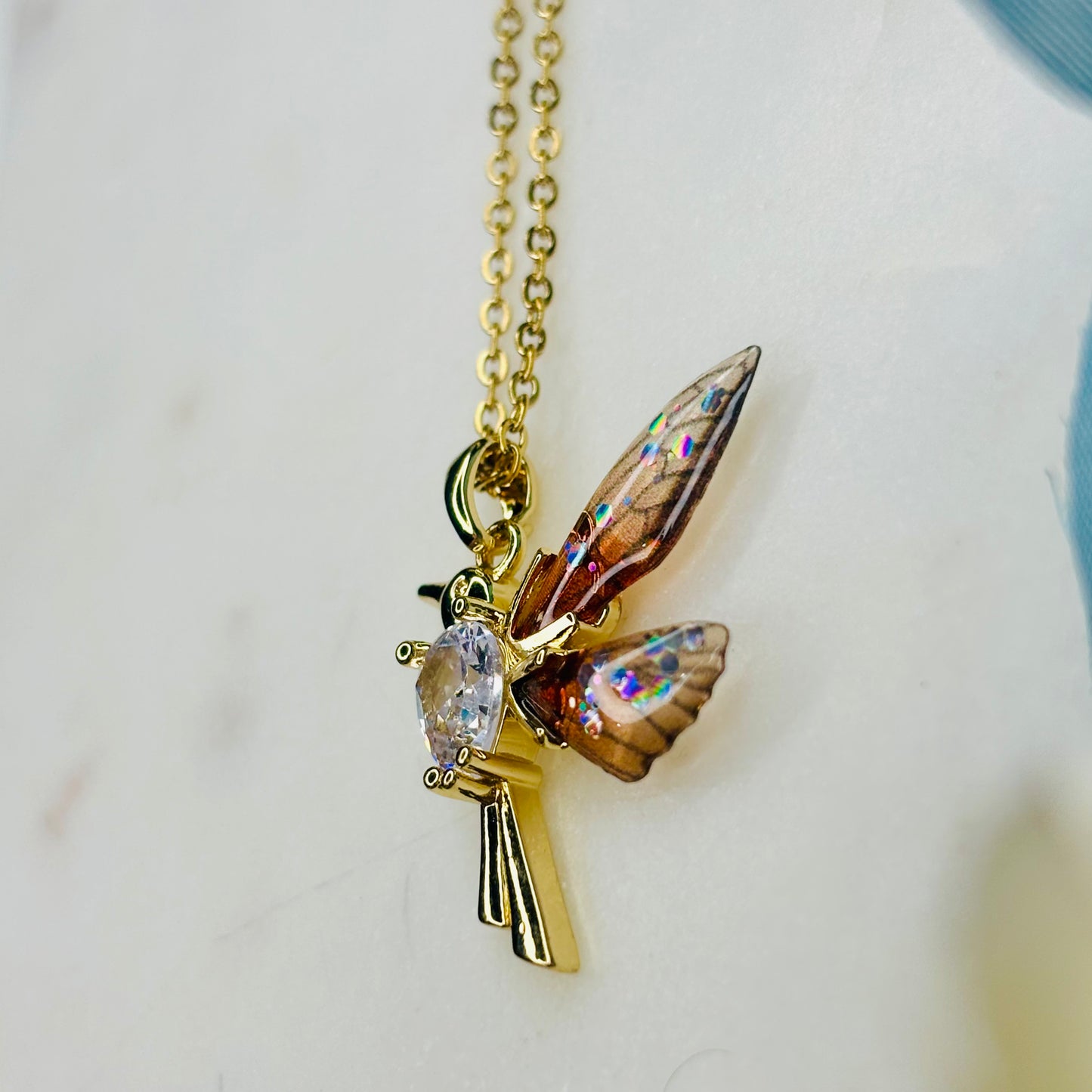 Golden Hummingbird Necklace