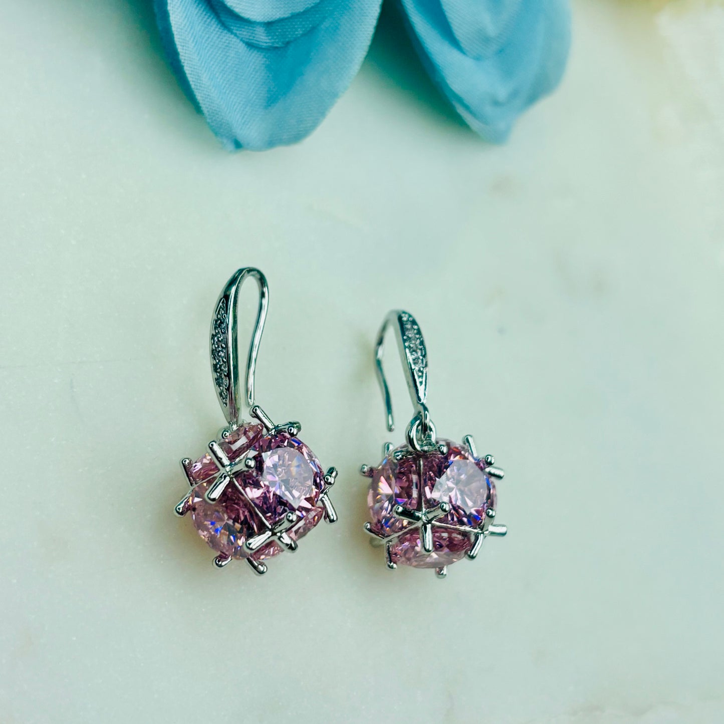 Pink Crystal Danglers